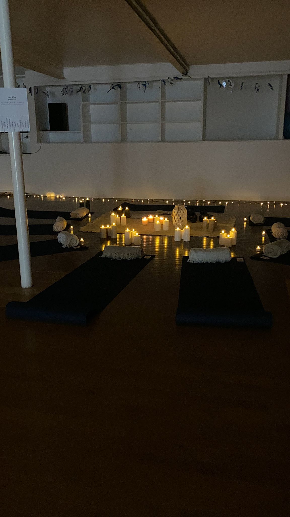 Candlelight yoga session